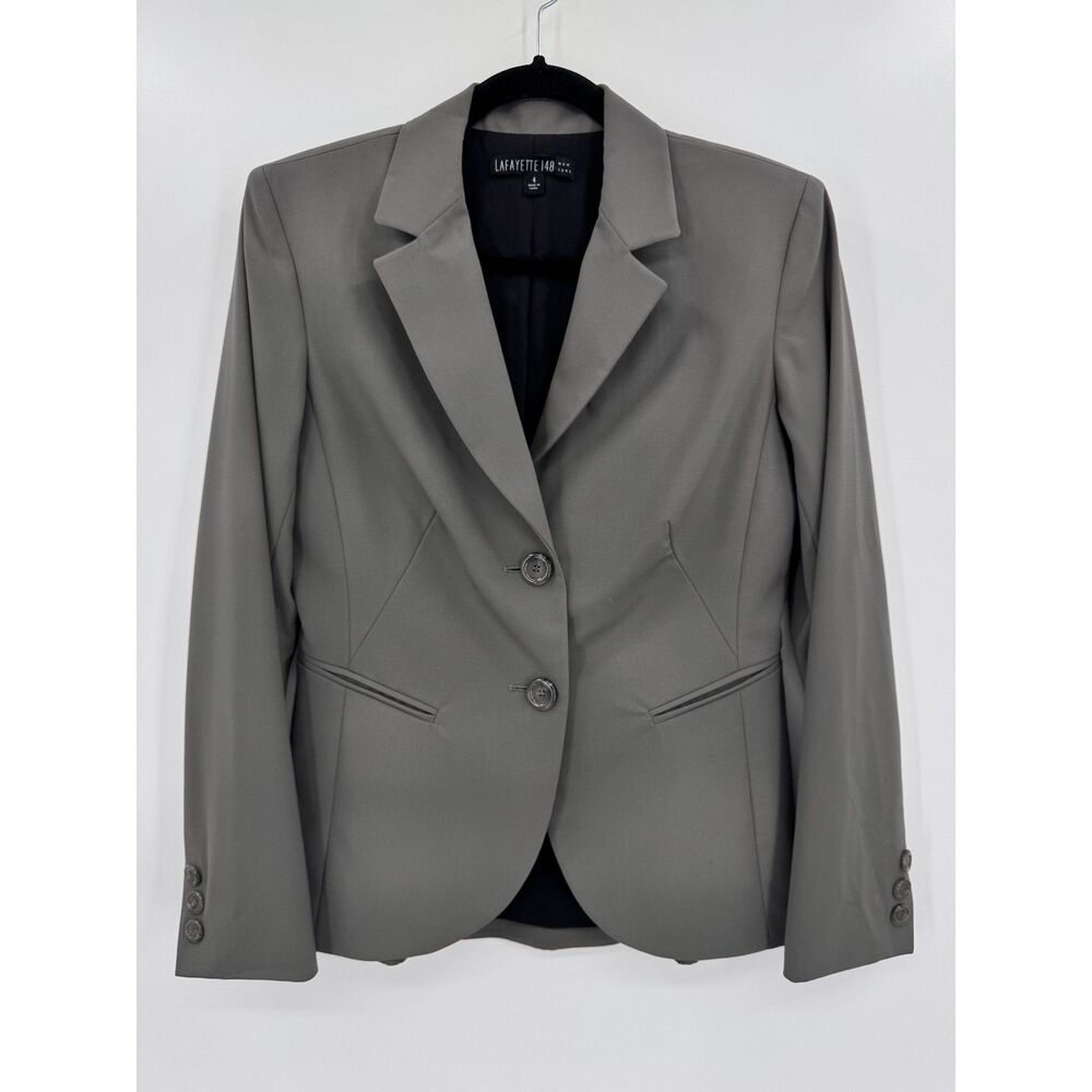 LAFAYETTE 148 Gray 2 Button Virgin Wool Blazer Size 4